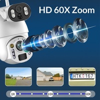 Caméra solaire infrarouge laser 60x zoom avec interphone vocal, alarme, compensation de rétroéclairage, sans fil, double objectif, vision nocturne infrarouge Shenzhen