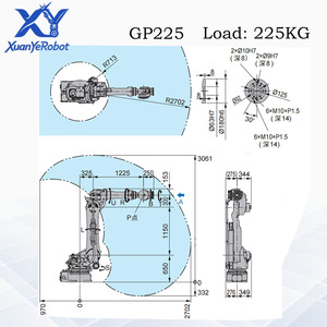 Robot de palettisation YASKAWA GP225 à 6 axes, charge utile de 225 kg, moteur servo-électrique, IP54/IP67, bras robotique industriel robuste, 380 V - Product Image 2