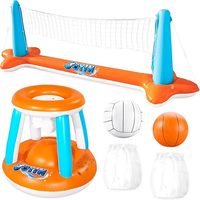 Ensemble de jeu de basket-ball aquatique gonflable en PVC blanc pour l'extérieur, la plage, la piscine, jouet de lancer de ballon pour fête d'été