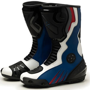 Bottes de moto en cuir respirantes et coupe-vent personnalisées, bottes de moto de course de qualité supérieure pour pilotes professionnels, vente en gros - Product Image 2