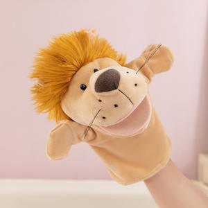 Morbido <span class=keywords><strong>leone</strong></span> peluche gioco educativo adorabile animale dinosauro mano pupazzo giocattolo ventriloquo dito pupazzi per bambini - Product Image 3