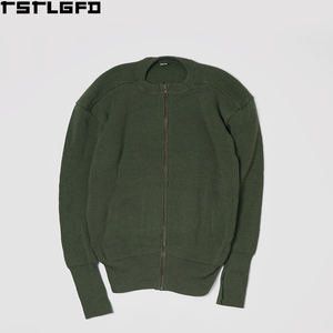 Cardigan en laine côtelée personnalisé pour homme, vert olive, avec trous pour les pouces, coupe oversize, style streetwear, fabricants de pulls pour homme en gros - Product Image 5