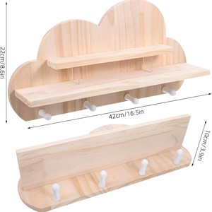 Crochets porte-clés en bois massif en forme de nuage pour entrées, rangement mural en forme de boîte mystère et présentoir, support pour bougies parfumées. - Product Image 4
