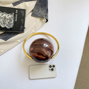 Bolso de mano esférico de acrílico con patrón de mármol, asa circular, bolso de noche, bandolera para fiesta - Product Image 5
