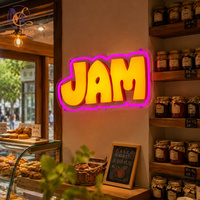 Enseigne lumineuse LED personnalisée en acrylique avec lettres miniatures et contour néon, idéale pour la décoration murale de magasins et commerces