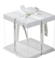 Vente en gros de boîte cadeau à gâteau d'anniversaire PET transparente 12 pouces emballage de gâteau boîte transparente en plastique PVC boîte carrée à cupcakes de boulangerie de mariage