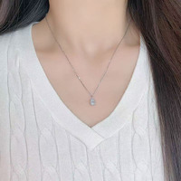 Collana da Donna in Oro Bianco 18K con Diamante Coltivato in Laboratorio, Pendente a Goccia a Tre Griffe, Minimalista, Semplice, Fresco e Versatile