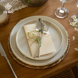 จานใส่ของทำจากเซรามิกสโตนแวร์สำหรับอาหารค่ำสไตล์ชนบทเคลือบงาเป็นจุดธรรมชาติแบบยั่งยืน - Product Image 2