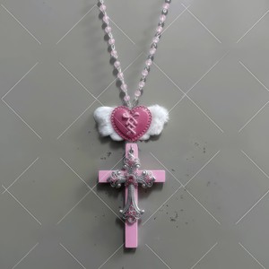 Collar gótico punk con cuentas y cruz, colgante de aleación, cadena de bolas, estilo Lolita oscura Y2K - Product Image 4