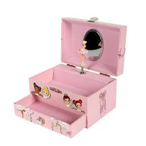 Ever Bright Wholesale Custom 5-Inch Ballerina Music Box With Drawer Jewelry Music Box Classical Music For Little Girls