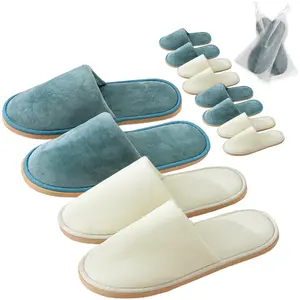 Ug High-End Custom Koraal Fluwelen Hotel Wegwerp Hospitality Slippers Wasbaar Huis Antislip Wegwerp Gesloten Slippers