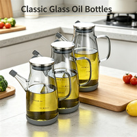Accessoires de cuisine, verrerie, contenants sans BPA, verre borosilicate de haute qualité fait à la main, bouteilles distributrices d'huile d'olive avec poignée