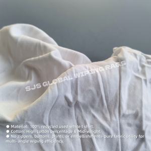 Trapos de Algodón Lisos a Granel, Trapos Industriales, Paños de Algodón, Trapos Blancos Reciclados de Camisetas con Estampado, Trapos de Limpieza de Camisetas - Product Image 4