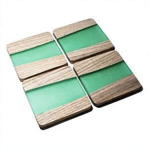 New Coaster <b>Bar</b> Home Office Creative Wood Resin Coasters Classic Style Resin Tea Coaster Table <b>Mat</b> Placemat Wholesale Coasters - Product Image 1