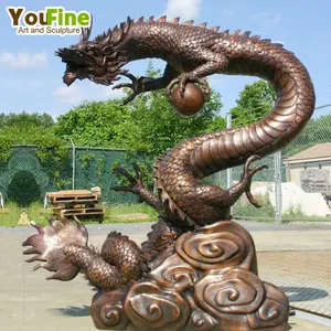 Escultura de estatua de dragón de bronce chino, Metal, decoración de jardín