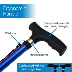 Bastón de Caminar Ligero de 3 Secciones, Ajustable, de Fibra de Carbono y Aluminio, con Mango Ergonómico de EVA y Correa para la Muñeca - Product Image 3