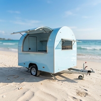 Chariot de vente ambulant coloré pour café, camion-restaurant, remorque avec cuisinière et tables, équipement de restauration rapide en aluminium pour hot-dogs et glaces