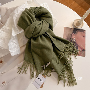 2026 Premium Custom <strong>Wedding</strong> Imitation Cashmere Scarf Winter Warm Solid Color Tassel Shawl Wrap for Women Long Thick <strong>Pashmina</strong> - Product Image 6