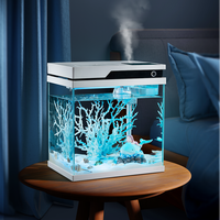 YEE réservoir de poissons d'alimentation automatique verre autonettoyant intelligent petit réservoir de poissons d'aquarium de bureau avec lampe