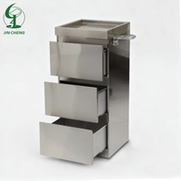 Chariot de Salon en Acier Inoxydable Jincheng avec 4 Tiroirs, Meuble de Rangement Mobile pour Coiffure, Porte-Gobelet, Armoire à Outils de Coiffure Mobile