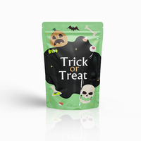 Sacs en plastique laminés en aluminium de forme personnalisée avec fermeture éclair Mylar Sacs à bonbons d'Halloween Sacs d'emballage alimentaire personnalisés debout