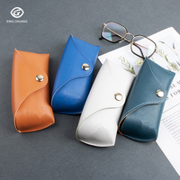 Étui de rangement portable en cuir PU tendance pour lunettes, avec boucle métallique souple, pour lunettes de soleil (vente en gros)