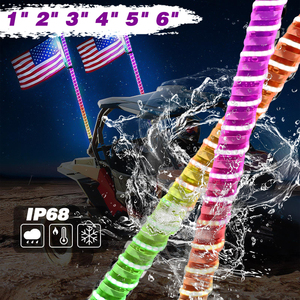Ультратонкий светодиодный фонарь с флагом и кнутом RGB: Размеры 1 фут/6 футов, спиральный танец, приложение + пульт дистанционного управления для ATV/UTV/Truck - Product Image 2