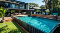 Piscine Spa Conteneurisée Moderne en Acier avec Escalier Intégré – Écologique, Durable, Hors Sol, Préfabriquée – Vente en Gros