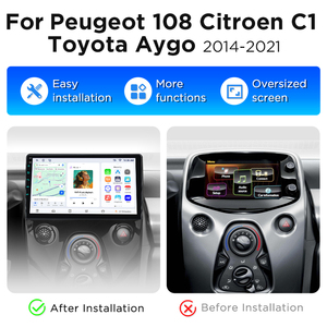 วิทยุติดรถยนต์ Junsun ระบบไร้สาย Carplay Android Auto สำหรับ Peugeot 108 Citroen C1 Toyota Aygo Mk2 ปี 2014 2015-2021 มัลติมีเดีย 2 Din ออโต้เรดิโอ - Product Image 2