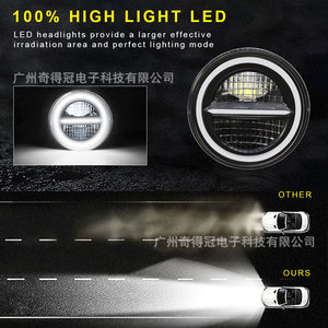 Qidewin 7 Inch <b>Led</b> <b>Headlight</b> H11 30000 Lm 70W For Car Motorcycle Wrangler - Product Image 3