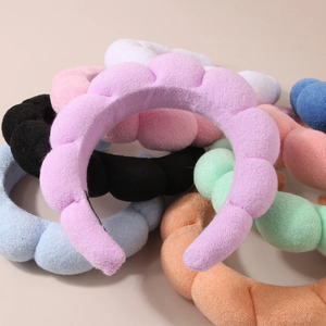 Tùy Chỉnh Nhung Sang Trọng Puffy Miếng Bọt Biển Terry Khăn Vải Vải Trang Điểm Spa Tóc Ban Nhạc Phụ Nữ Của Headband Phụ Kiện Tóc Cho Chăm Sóc Da - Product Image 1