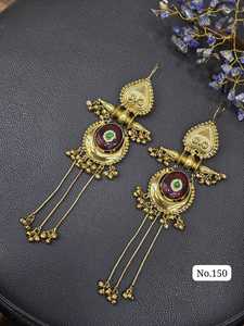 Pendientes Tradicionales de Latón Chapado en Oro Estilo Kashmiri, Diseño Elegante en Forma de Lágrima, Hechos a Mano con Circonita, para Mujer, Bodas y Fiestas - Product Image 6