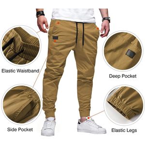 JMIERR, pantalones deportivos informales para correr para hombre, pantalones cortos Cargo de pana, cómodos algodón, poliéster, decoración con logotipo, hasta la rodilla, teñido liso - Product Image 3