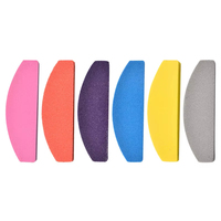 Lime à ongles double face en éponge, grain 100/180, forme demi-lune, mini blocs colorés, professionnelle, durable, réutilisable, en papier de verre