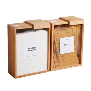Nouvelle boîte à riz en bois avec couvercle coulissant pour usage domestique, boîte de rangement pour céréales en bois, boîte de conservation alimentaire en bois massif pour hôtels - Product Image 2