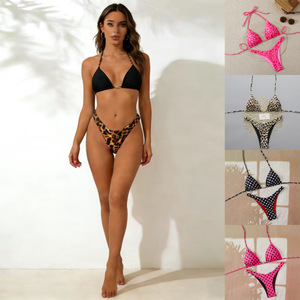 Foreign Trade Sexy Triangle Swimsuit Polka Dot Printed Two-<b>Piece</b> <b>Bikini</b> Briefs Cross-Border Plus Size - Product Image 6