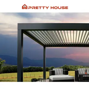 Prettyhouse ไฟ LED แบบกําหนดเอง Louvre โรงงานผู้ผลิตอลูมิเนียม Pergola ไบโอคลิแมติก