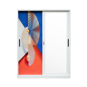 2024 modello di impronta Almirah metallo armadio moderno 2 porte scorrevoli in ferro camera da letto mobili acciaio armerie convertibili pieghevole - Product Image 2