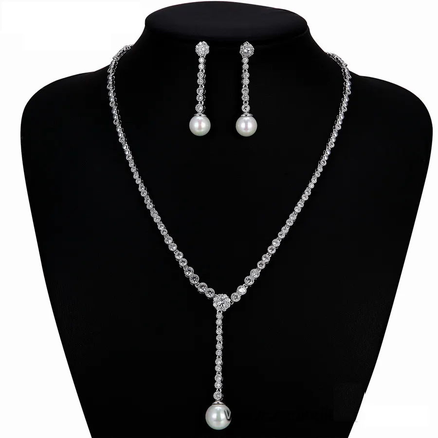 Set-278 xuping luxury jewelry wedding gift pearl necklace and drop earring jewelry sets for ladies