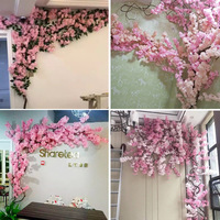 Prix de gros blanc suspendu soie Sakura décor mariage fleurs de cerisier branche de fleur artificielle