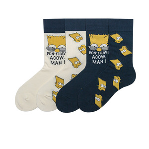 Tendance mi-mollet Jacquard dessin animé Anime 'The <span class=keywords><strong>Simpsons</strong></span>' Crew coton <span class=keywords><strong>chaussettes</strong></span> élastique respirant Compression drôle mignon tissé - Product Image 1
