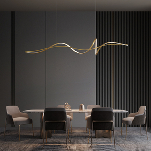 Lampadario per Sala da Pranzo, Lampada a Sospensione Lineare Italiana con Effetto Soffice, Illuminazione Decorativa di Lusso Dimmerabile a Striscia Lunga - Product Image 2