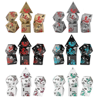 Fantasy-Drachenmuster Metall-DnD-Würfel 7-teilig Metall-Polyeder-Würfel für Dungeons and Dragons TTRPG Tabletop-Rollenspiele