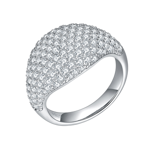 Anillo de cóctel de lujo para mujer de plata 925 con moissanita, pavé completo, corte brillante redondo, joyería llamativa para uso diario - Product Image 2
