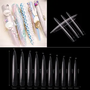 2022 Full Tip Nail Acrylic Curved Press On Nails Soft Gel Extra Long Nail Tips Half Cover Natural Clear Xxl Xxxl C Curve