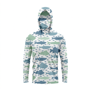 เสื้อตกปลา UPF 50+ แห้งเร็ว ระบายอากาศดี แขนยาว ออกแบบลายพรางได้ตามต้องการ พร้อมฮู้ดและหน้ากาก - Product Image 1