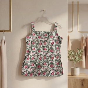 Blusa Casual para Mujer, Suave, Transpirable, Ecológica, de Algodón Negro Estampado con Encaje, a Media Pantorrilla, Sin Mangas, con Cuello Asimétrico, para Uso Diario - Product Image 2