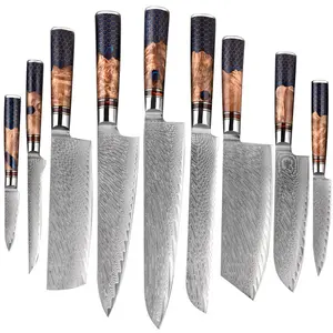 מותאם אישית לוגו 67 שכבה דמשק פלדת סכין vg10 להב יפני חד בישול כלי בשר קליב מטבח סכיני