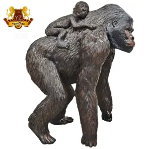 수지 공예 야외 유리 섬유 고릴라 원숭이 왕 동상 실물 크기 킹콩 원숭이 유인원 동상 조각