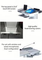 Pupitre multimédia intelligent en métal de 21,5 pouces avec écran tactile, recharge sans fil et affichage publicitaire TV pour conférences et enseignement